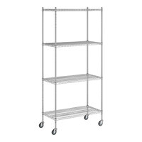 Regency 21" x 42" x 92" NSF Chrome Mobile Wire Shelving Starter Kit with 4 Shelves