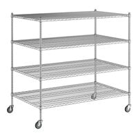 Regency 36" x 60" x 60" NSF Chrome Mobile Wire Shelving Starter Kit with 4 Shelves