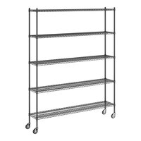 Regency 14" x 72" x 92" NSF Black Epoxy Mobile Wire Shelving Starter Kit with 5 Shelves