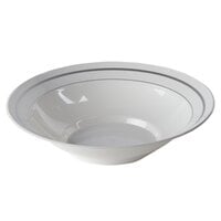 WNA Comet MPBWL10WSLVR 10 oz. White Masterpiece Bowl with Silver Accent Bands - 15/Pack