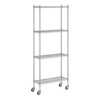 Regency 14" x 36" x 92" NSF Chrome Mobile Wire Shelving Starter Kit with 4 Shelves