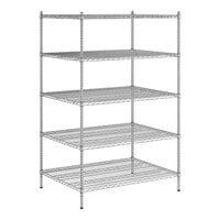 Regency 36" x 48" x 74" NSF Chrome Stationary Wire Shelving Starter Kit with 5 Shelves