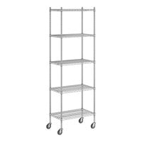 Regency 18" x 30" x 92" NSF Chrome Mobile Wire Shelving Starter Kit with 5 Shelves