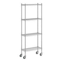 Regency 12" x 30" x 80" NSF Chrome Mobile Wire Shelving Starter Kit with 4 Shelves