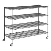 Regency 30" x 72" x 60" NSF Black Epoxy Mobile Wire Shelving Starter Kit with 4 Shelves