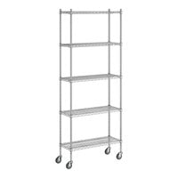 Regency 14" x 36" x 92" NSF Chrome Mobile Wire Shelving Starter Kit with 5 Shelves