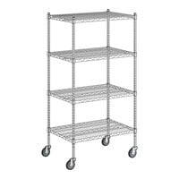 Regency 21" x 30" x 60" NSF Chrome Mobile Wire Shelving Starter Kit with 4 Shelves