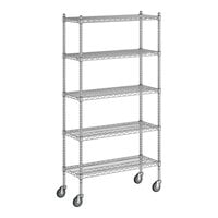 Regency 14" x 36" x 70" NSF Chrome Mobile Wire Shelving Starter Kit with 5 Shelves