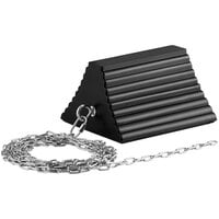 Cortina 10" x 8" x 6" Black Heavy-Duty Wheel Chock with Eye Hook and 12' Chain 2048WCC