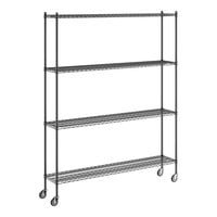 Regency 14" x 72" x 92" NSF Black Epoxy Mobile Wire Shelving Starter Kit with 4 Shelves
