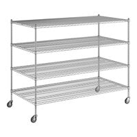 Regency 36" x 72" x 60" NSF Chrome Mobile Wire Shelving Starter Kit with 4 Shelves