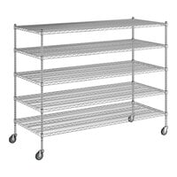 Regency 30" x 72" x 60" NSF Chrome Mobile Wire Shelving Starter Kit with 5 Shelves