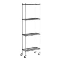 Regency 14" x 30" x 92" NSF Black Epoxy Mobile Wire Shelving Starter Kit with 4 Shelves
