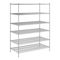 Regency 36" x 72" x 96" NSF Chrome Stationary Wire Shelving Starter Kit with 6 Shelves