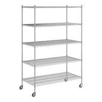 Regency 30" x 60" x 92" NSF Chrome Mobile Wire Shelving Starter Kit with 5 Shelves