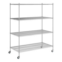 Regency 36" x 72" x 92" NSF Chrome Mobile Wire Shelving Starter Kit with 4 Shelves
