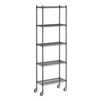 Regency 14" x 30" x 92" NSF Black Epoxy Mobile Wire Shelving Starter Kit with 5 Shelves