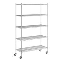 Regency 21" x 54" x 92" NSF Chrome Mobile Wire Shelving Starter Kit with 5 Shelves