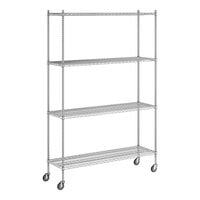 Regency 18" x 60" x 92" NSF Chrome Mobile Wire Shelving Starter Kit with 4 Shelves