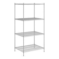 Regency 36" x 48" x 96" NSF Chrome Stationary Wire Shelving Starter Kit with 4 Shelves