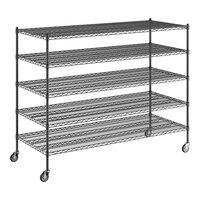 Regency 30" x 72" x 60" NSF Black Epoxy Mobile Wire Shelving Starter Kit with 5 Shelves
