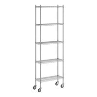 Regency 12" x 30" x 92" NSF Chrome Mobile Wire Shelving Starter Kit with 5 Shelves