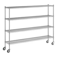 Regency 14" x 72" x 60" NSF Chrome Mobile Wire Shelving Starter Kit with 4 Shelves