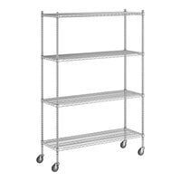 Regency 18" x 54" x 80" NSF Chrome Mobile Wire Shelving Starter Kit with 4 Shelves