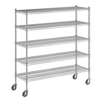 Regency 18" x 54" x 60" NSF Chrome Mobile Wire Shelving Starter Kit with 5 Shelves