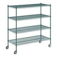 Regency 24" x 54" x 60" NSF Green Epoxy Mobile Wire Shelving Starter Kit with 4 Shelves