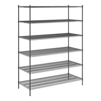 Regency 30" x 72" x 96" NSF Black Epoxy Stationary Wire Shelving Starter Kit with 6 Shelves
