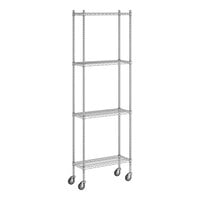 Regency 12" x 30" x 92" NSF Chrome Mobile Wire Shelving Starter Kit with 4 Shelves