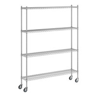 Regency 12" x 60" x 80" NSF Chrome Mobile Wire Shelving Starter Kit with 4 Shelves