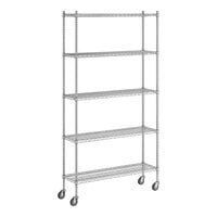 Regency 14" x 48" x 92" NSF Chrome Mobile Wire Shelving Starter Kit with 5 Shelves
