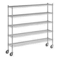 Regency 12" x 60" x 60" NSF Chrome Mobile Wire Shelving Starter Kit with 5 Shelves