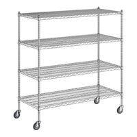 Regency 24" x 54" x 60" NSF Chrome Mobile Wire Shelving Starter Kit with 4 Shelves