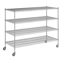 Regency 30" x 72" x 60" NSF Chrome Mobile Wire Shelving Starter Kit with 4 Shelves