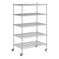 Regency 30" x 48" x 80" NSF Chrome Mobile Wire Shelving Starter Kit with 5 Shelves