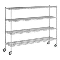 Regency 18" x 72" x 60" NSF Chrome Mobile Wire Shelving Starter Kit with 4 Shelves