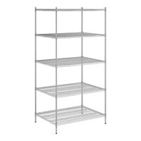 Regency 36" x 48" x 96" NSF Chrome Stationary Wire Shelving Starter Kit with 5 Shelves
