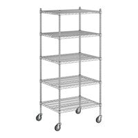 Regency 24" x 30" x 70" NSF Chrome Mobile Wire Shelving Starter Kit with 5 Shelves