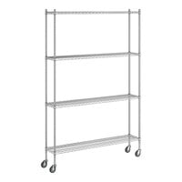 Regency 12" x 60" x 92" NSF Chrome Mobile Wire Shelving Starter Kit with 4 Shelves
