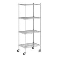 Regency 21" x 30" x 80" NSF Chrome Mobile Wire Shelving Starter Kit with 4 Shelves