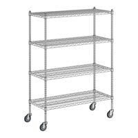 Regency 18" x 42" x 60" NSF Chrome Mobile Wire Shelving Starter Kit with 4 Shelves