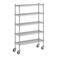Regency 12" x 36" x 60" NSF Chrome Mobile Wire Shelving Starter Kit with 5 Shelves