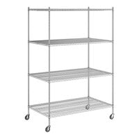 Regency 36" x 60" x 92" NSF Chrome Mobile Wire Shelving Starter Kit with 4 Shelves