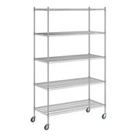 Regency 24" x 54" x 92" NSF Chrome Mobile Wire Shelving Starter Kit with 5 Shelves