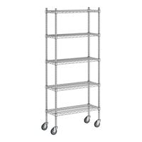 Regency 12" x 30" x 70" NSF Chrome Mobile Wire Shelving Starter Kit with 5 Shelves