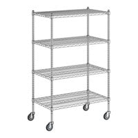 Regency 21" x 36" x 60" NSF Chrome Mobile Wire Shelving Starter Kit with 4 Shelves