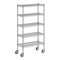 Regency 14" x 30" x 60" NSF Chrome Mobile Wire Shelving Starter Kit with 5 Shelves